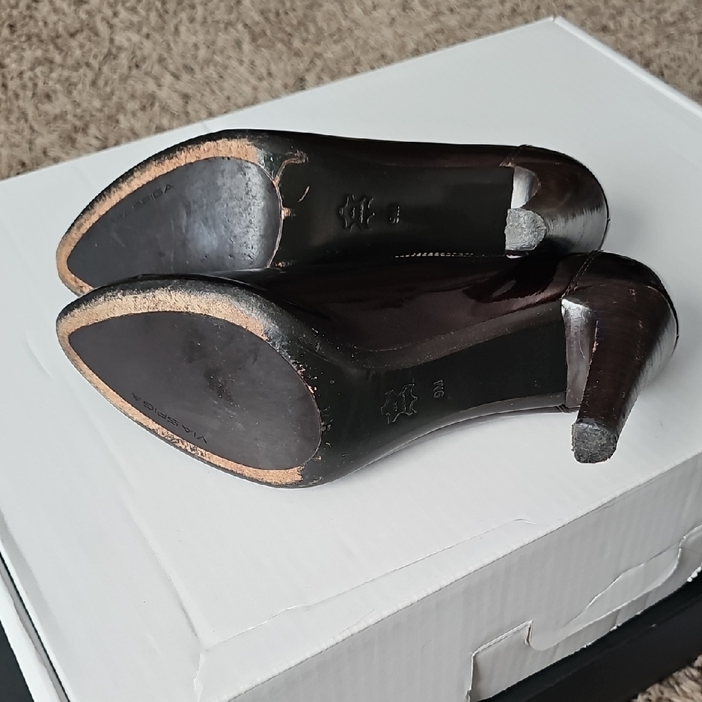 Via Spiga Oxford Metallic Brown Lace-Up Heels, Womens Size 9 - Picture 6 of 8